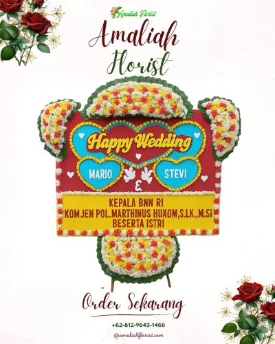 Karangan Papan Bunga Pernikahan di Pait